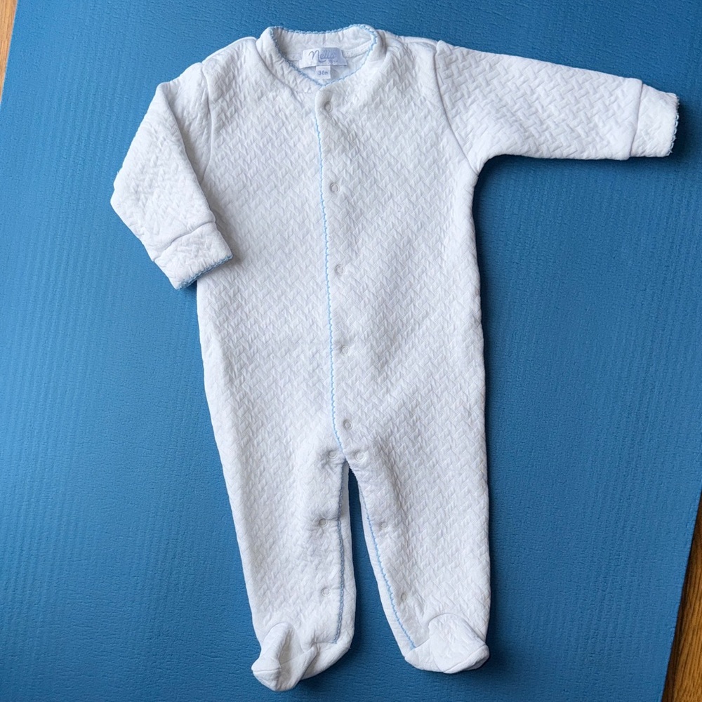 Nella Pima Soft White Baby Footie 3-6 mos Grandmoms Fav so warm and stylish!